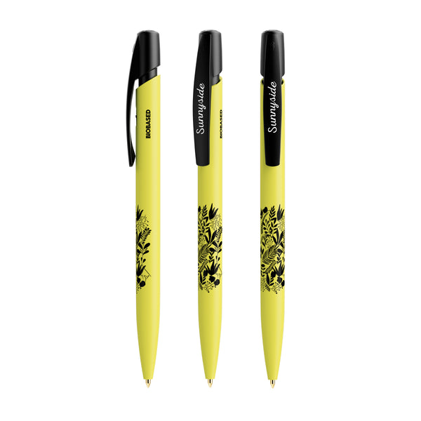 BIC® Media Clic BIO Based personalizzata — Giallo / Inchiostro Blu (esempio di personalizzazione)