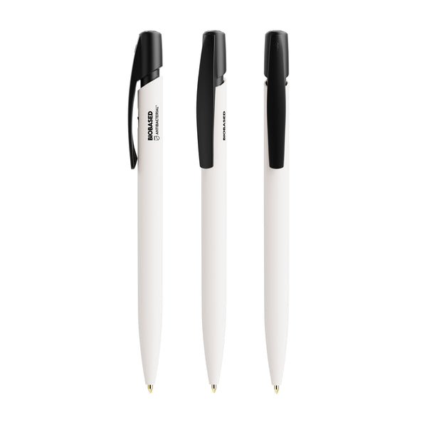 BIC® Media Clic BIO Based BGUARD™ antibatterica personalizzata — Bianco / Inchiostro Blu