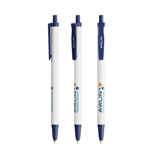 BIC® Clic Stic Ecolutions® personalizzata — Blu Riciclato / Inchiostro Blu (esempio di personalizzazione)