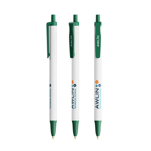 BIC® Clic Stic Ecolutions® personalizzata — Verde Scuro Riciclato / Inchiostro Blu (esempio di personalizzazione)