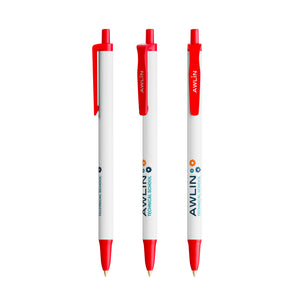 BIC® Clic Stic Ecolutions® personalizzata — Rosso Riciclato / Inchiostro Blu (esempio di personalizzazione)