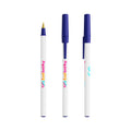 BIC® Round Stic® Ecolutions® personalizzata — Blu Riciclato / Inchiostro Blu (esempio di personalizzazione)