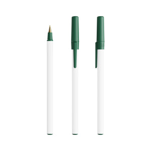 BIC® Round Stic® Ecolutions® personalizzata — Verde Scuro Riciclato / Inchiostro Blu