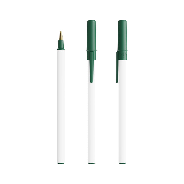 BIC® Round Stic® Ecolutions® personalizzata — Verde Scuro Riciclato / Inchiostro Blu