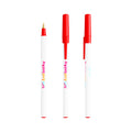 BIC® Round Stic® Ecolutions® personalizzata — Rosso Riciclato / Inchiostro Blu (esempio di personalizzazione)