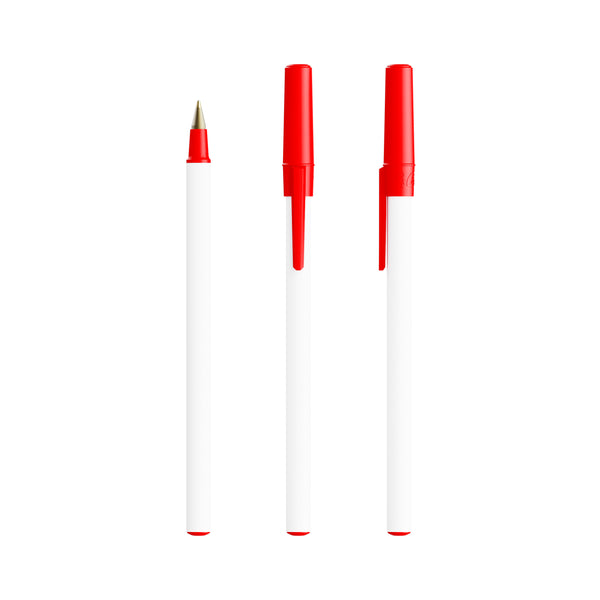 BIC® Round Stic® Ecolutions® personalizzata — Rosso Riciclato / Inchiostro Blu