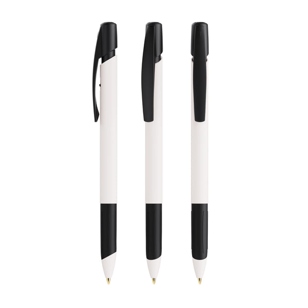 BIC® Media Clic Grip Ecolutions personalizzata — Bianco/Nero / Inchiostro Blu