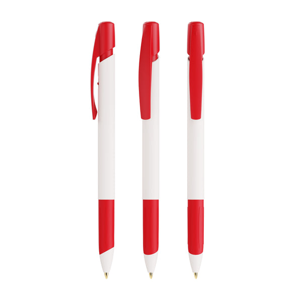 BIC® Media Clic Grip Ecolutions personalizzata — Bianco/Rosso / Inchiostro Blu