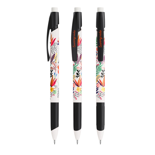 BIC® Media Clic Grip Ecolutions portamine personalizzato — Bianco/Nero / Grafite (esempio di personalizzazione)