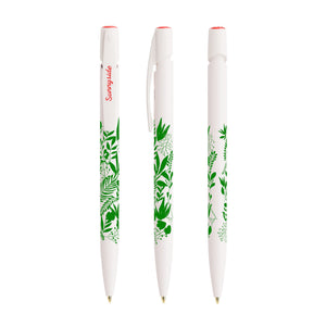 BIC® Media Clic Ecolutions personalizzata — Bianco Riciclato / Inchiostro Blu (esempio di personalizzazione)
