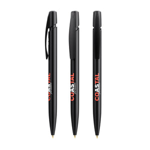 BIC® Media Clic Ecolutions® Plus personalizzata — Nero Riciclato / Inchiostro Blu (esempio di personalizzazione)
