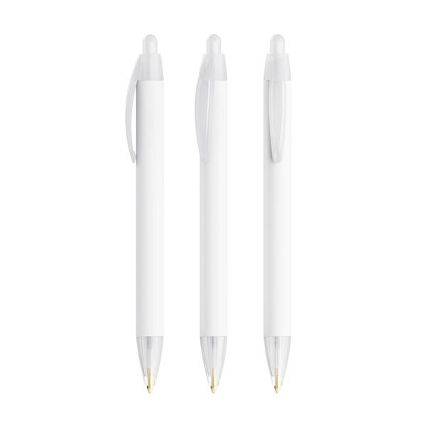 BIC® Wide Body Ecolutions® personalizzata — Bianco Frosted / Inchiostro Blu