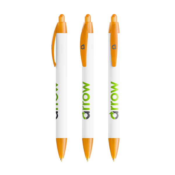 BIC® Wide Body Ecolutions® personalizzata — Arancio Frosted / Inchiostro Blu (esempio di personalizzazione)