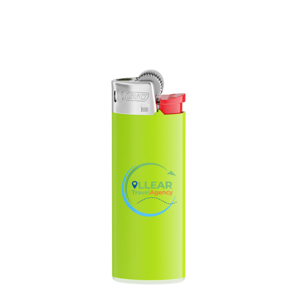 BIC® J25 personalizzato — Corpo verde verde / base bianca / forchetta rossa / cofano cromatico (esempio di personalizzazione)
