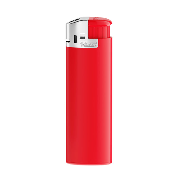 BIC® J38 Accendino con cappuccio cromato personalizzato — Corpo rosso - base rossa - forcella rossa - cofano cromatico