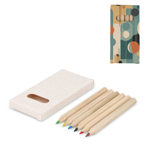 6 matite colorate in scatola di cartone del latte beige - personalizzabile con logo