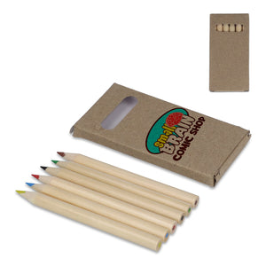 6 matite colorate in scatola kraft natural - personalizzabile con logo