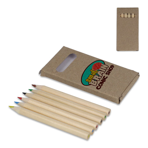 6 matite colorate in scatola kraft natural - personalizzabile con logo