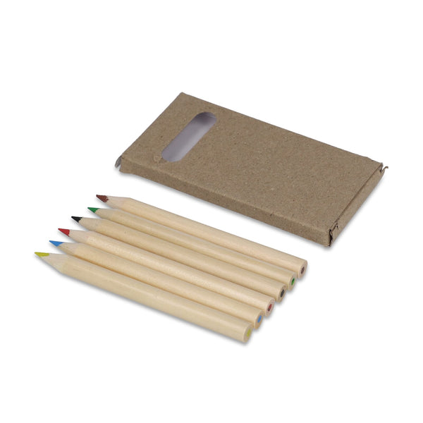6 matite colorate in scatola kraft natural - personalizzabile con logo