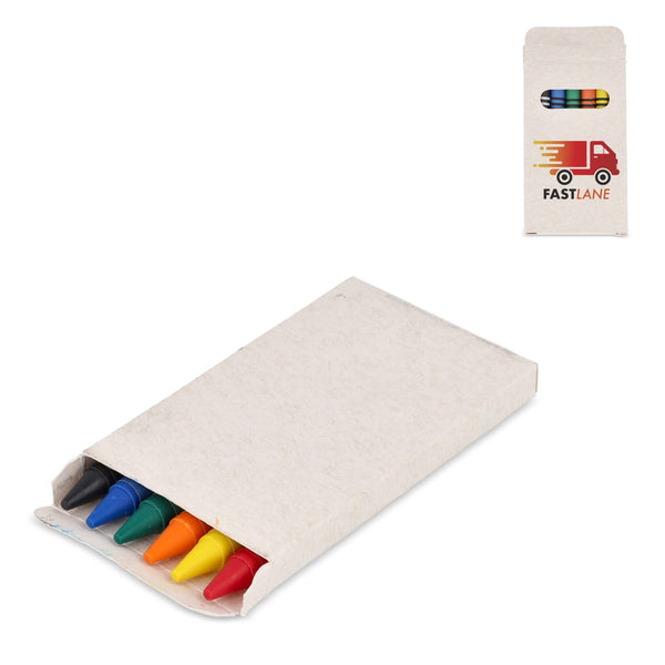 6 pastelli cera in scatola di cartone del latte beige - personalizzabile con logo