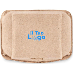 6 uova di gesso in scatola beige - personalizzabile con logo