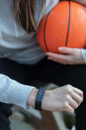 Activity tracker Sense Fit in TPU riciclato RCS nero - personalizzabile con logo