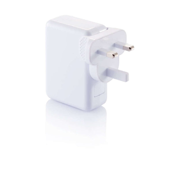 Adattatore da viaggio con quattro porte USB bianco - personalizzabile con logo