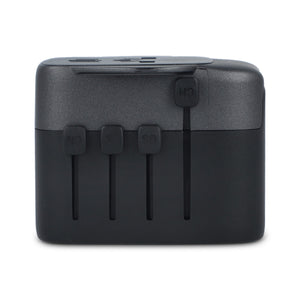 Adattatore da viaggio PowerPro in plastica riciclata Nero - personalizzabile con logo