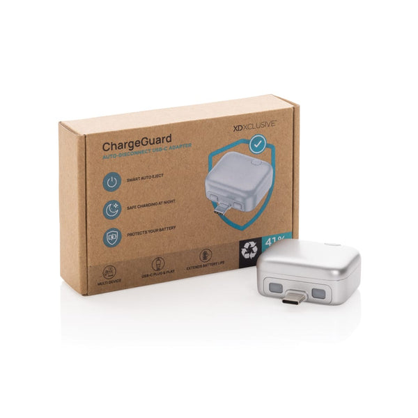Adattatore type C ChargeGuard disconnessione automatica RCS color argento - personalizzabile con logo