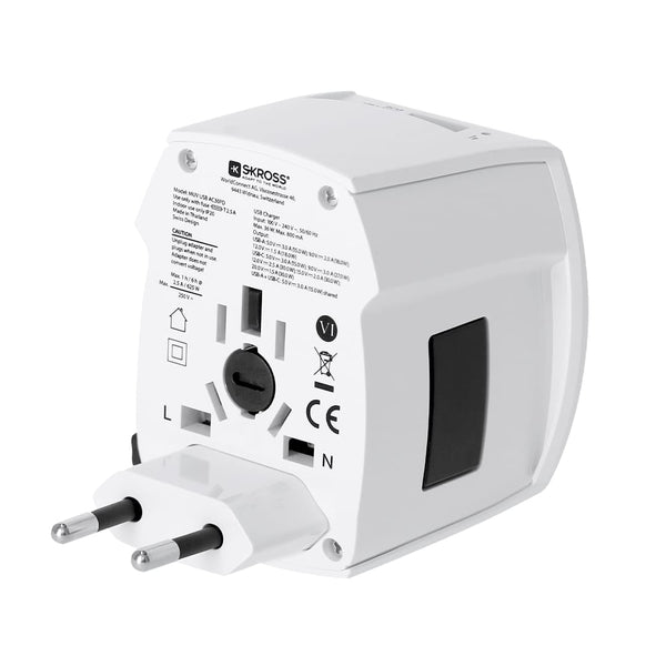 Adattatore Viaggio Universale Skross MUV USB 30W PD bianco - personalizzabile con logo