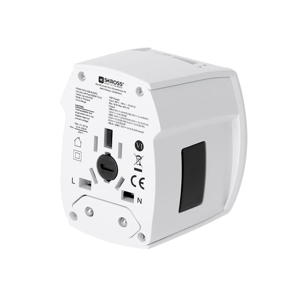 Adattatore Viaggio Universale Skross MUV USB 30W PD bianco - personalizzabile con logo