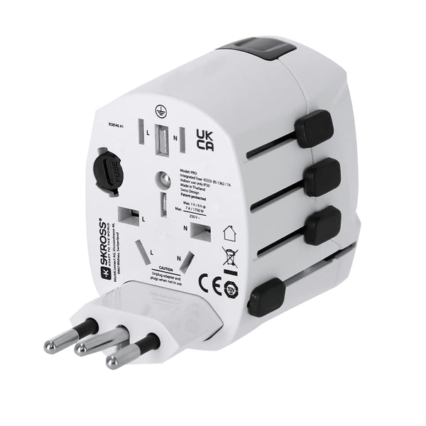 Adattatore Viaggio Universale Skross PRO 3-POLE bianco - personalizzabile con logo
