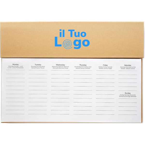 Agenda settimanale da tavolo beige - personalizzabile con logo