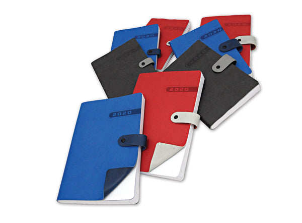 AGENDE FLEXY - Agende personalizzate flessibili Made in Italy Bottone / Giornaliera 14.3 x 20 / 50 pezzi - personalizzabile con logo