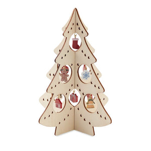 Albero di Natale in legno decor beige - personalizzabile con logo