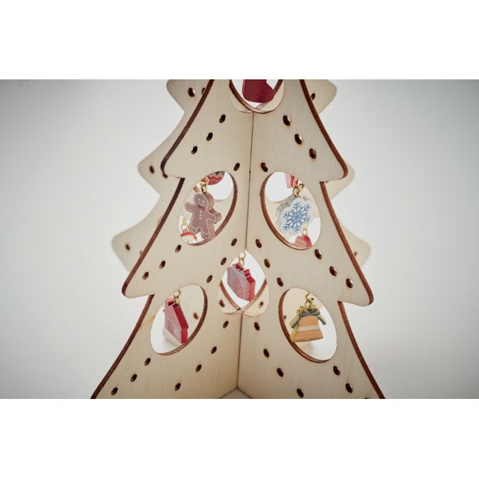 Albero di Natale in legno decor beige - personalizzabile con logo