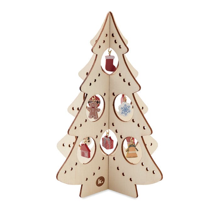 Albero di Natale in legno decor beige - personalizzabile con logo