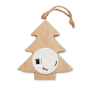 Albero di Natale in legno con luci beige - personalizzabile con logo