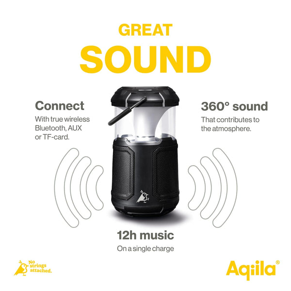 Altoparlante Bluetooth Aqiila Soundbird B10 con luce e powerbank Nero - personalizzabile con logo