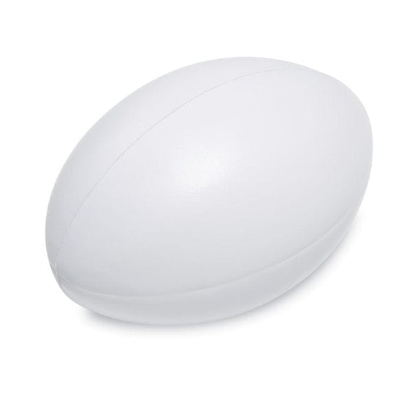 Antistress a forma di palla da rugby bianco - personalizzabile con logo