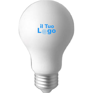 Antistress 'lampadina' in PU bianco - personalizzabile con logo