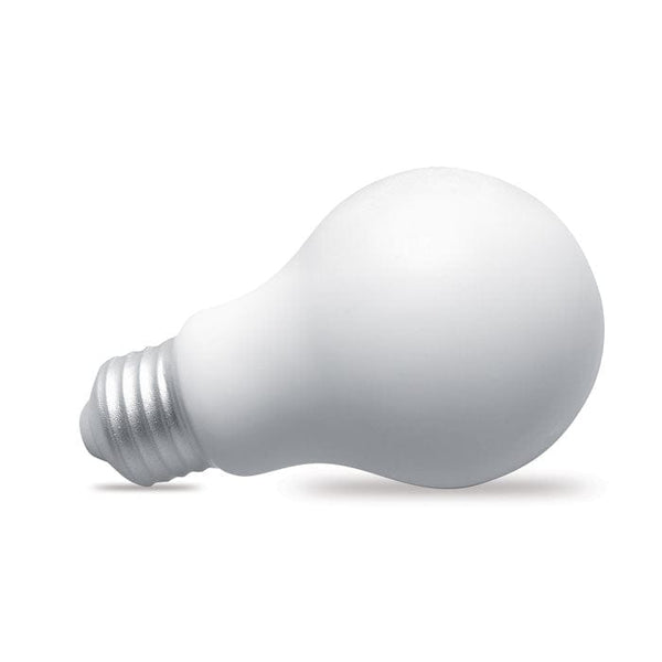 Antistress 'lampadina' in PU bianco - personalizzabile con logo