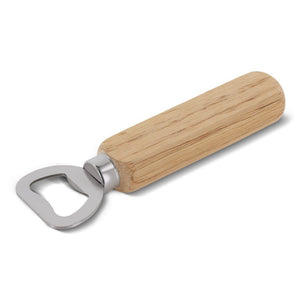 Apribottiglie con manico in legno beige - personalizzabile con logo