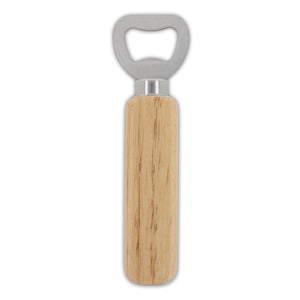 Apribottiglie con manico in legno beige - personalizzabile con logo