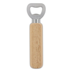 Apribottiglie con manico in legno beige - personalizzabile con logo