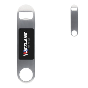 Apribottiglie in acciaio inox color argento - personalizzabile con logo