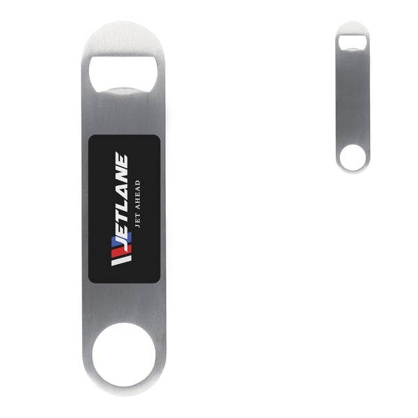 Apribottiglie in acciaio inox color argento - personalizzabile con logo
