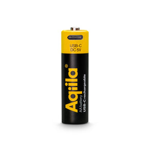 Aqiila - Batterie ricaricabili AA USB-C da 2000 mAh, confezione da 4 Nero - personalizzabile con logo