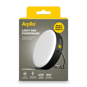 Aqiila Powerbird BL10: lampada e power bank da 10.000 mAh Nero - personalizzabile con logo
