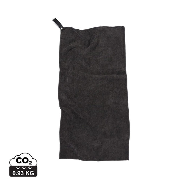 Asciugamano active dry VINGA in RPET GRS nero - personalizzabile con logo